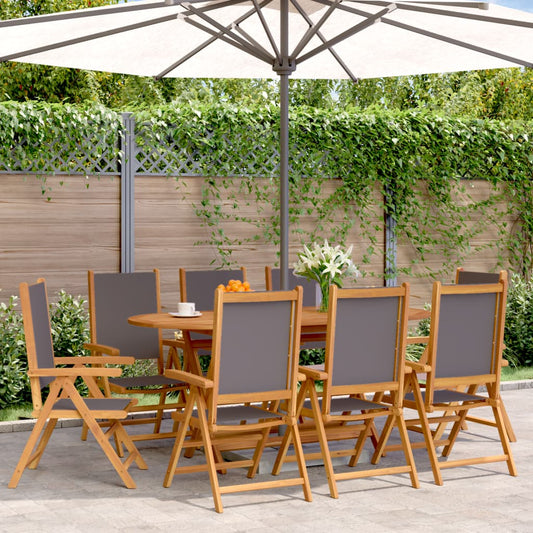 Sedie Giardino Reclinabili 8pz Antracite Tessuto Legno Massello | homemem39