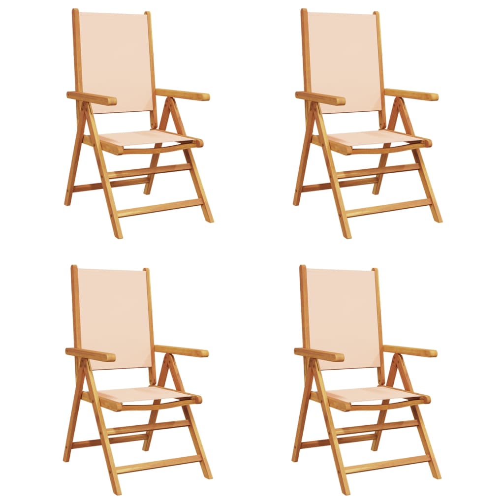 Sedie Giardino Reclinabili 4 pz Beige Tessuto e Legno Massello - homemem39