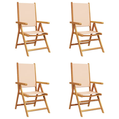 Sedie Giardino Reclinabili 4 pz Beige Tessuto e Legno Massello - homemem39