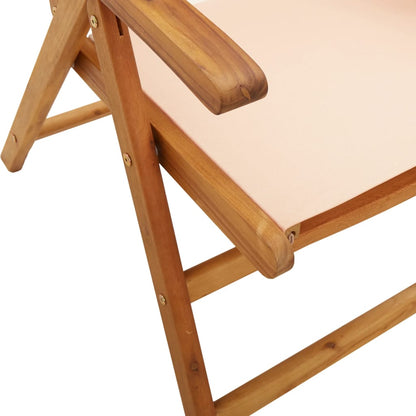 Sedie Giardino Reclinabili 4 pz Beige Tessuto e Legno Massello - homemem39