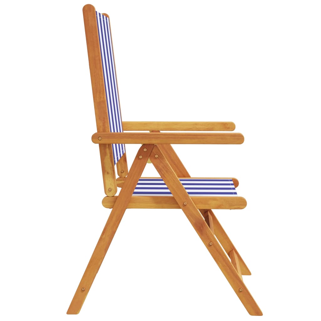Sedie da Giardino Reclinabili 4 pz Blu e Bianco Tessuto e Legno | homemem39