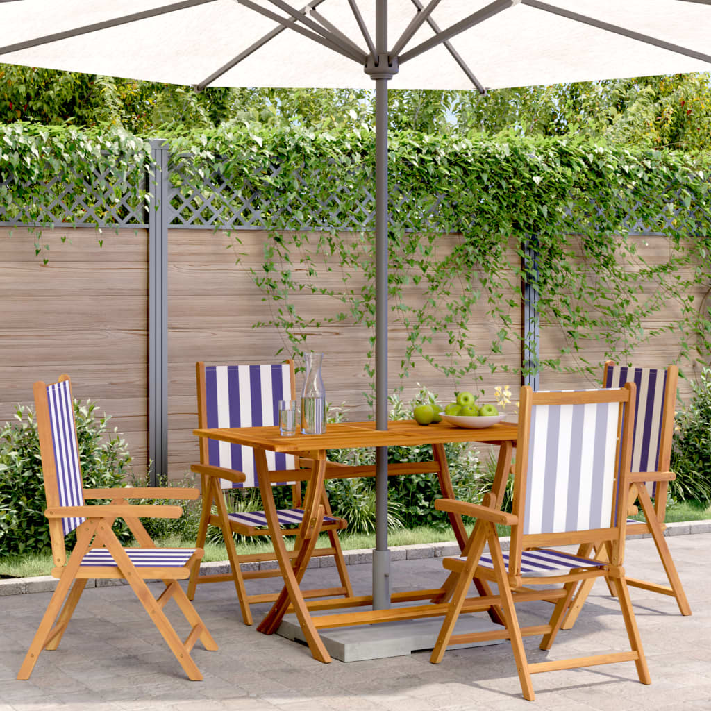 Sedie da Giardino Reclinabili 4 pz Blu e Bianco Tessuto e Legno | homemem39