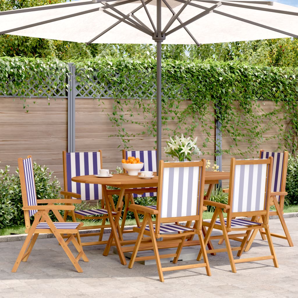 Sedie da Giardino Reclinabili 6 pz Blu e Bianco Tessuto e Legno | homemem39