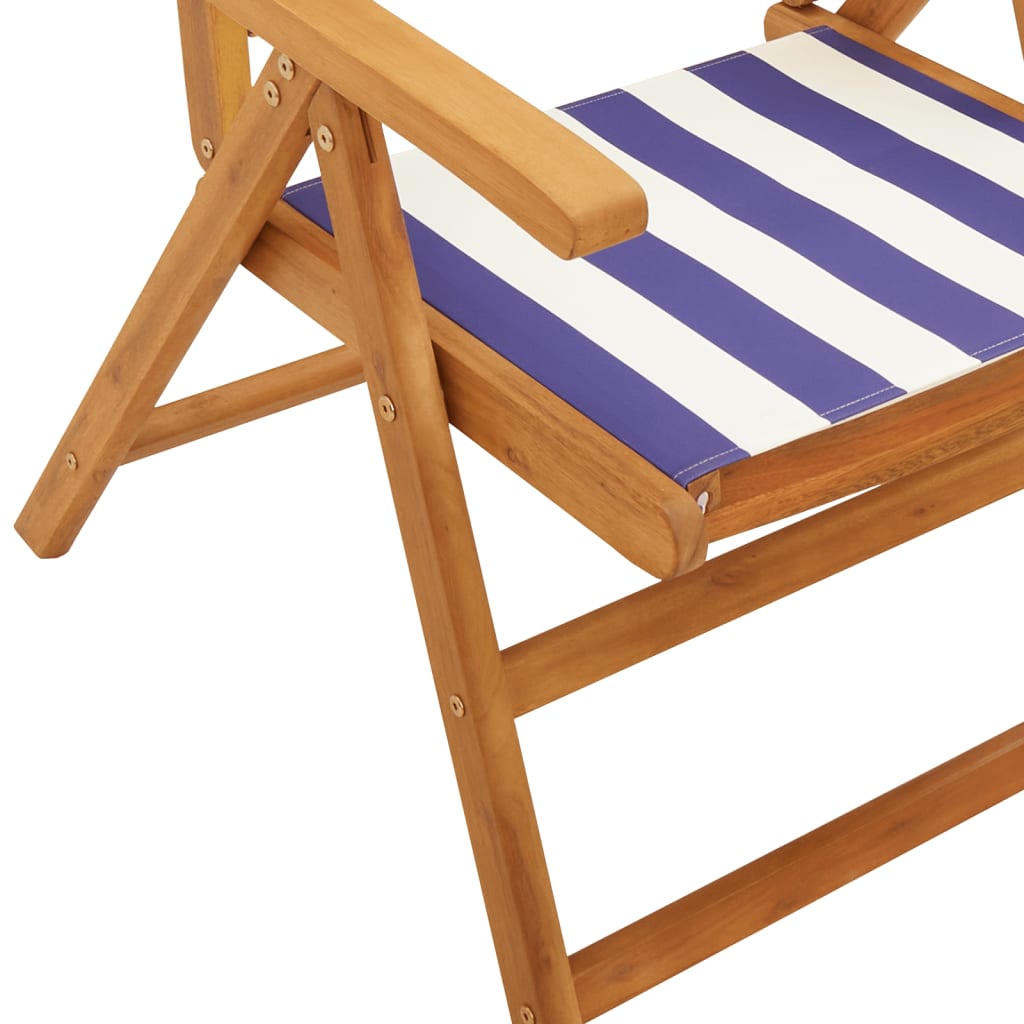Sedie da Giardino Reclinabili 8 pz Blu e Bianco Tessuto e Legno | homemem39