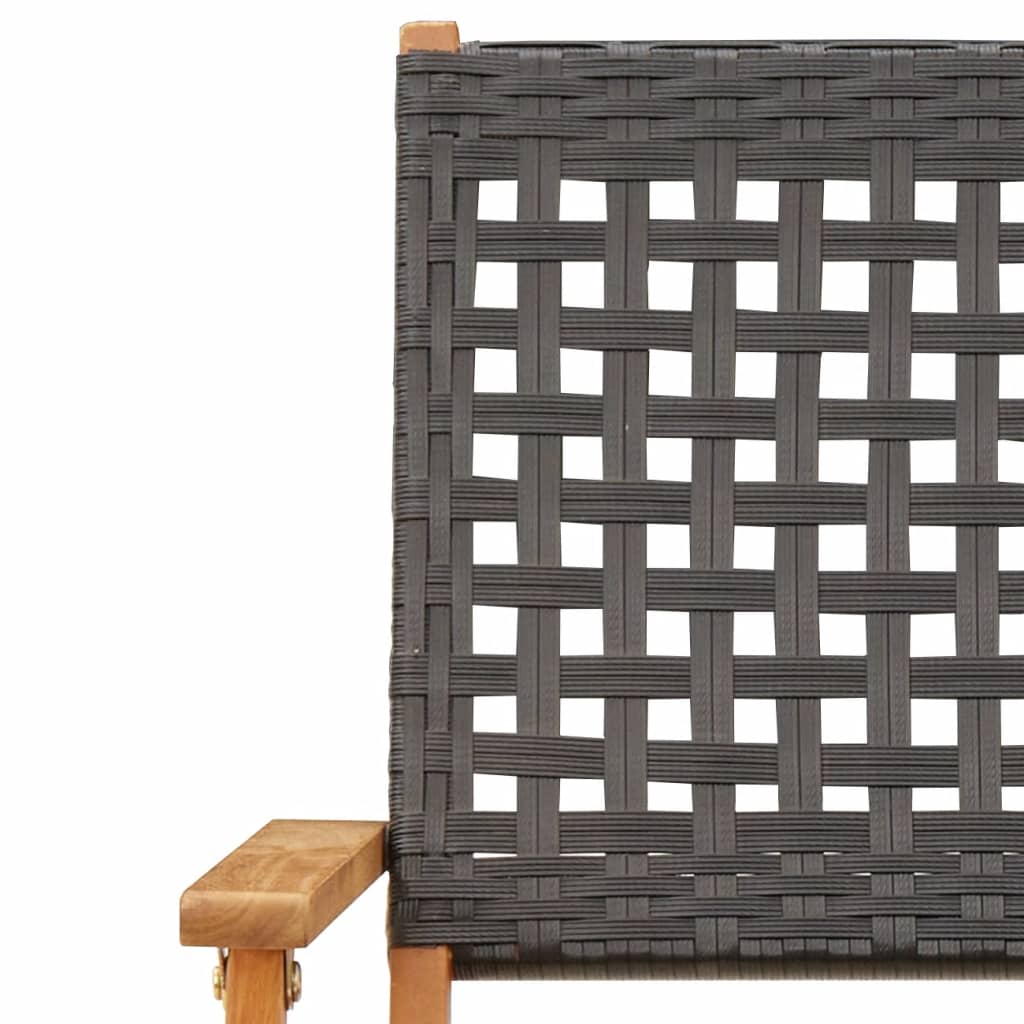 Sedie Giardino Pieghevoli 4 pz Nere Polyrattan e Legno Massello | homemem39