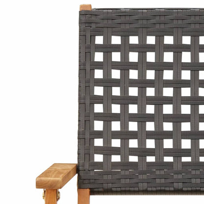 Sedie Giardino Pieghevoli 4 pz Nere Polyrattan e Legno Massello | homemem39