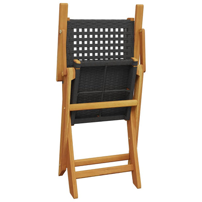 Sedie Giardino Pieghevoli 6 pz Nere Polyrattan e Legno Massello | homemem39