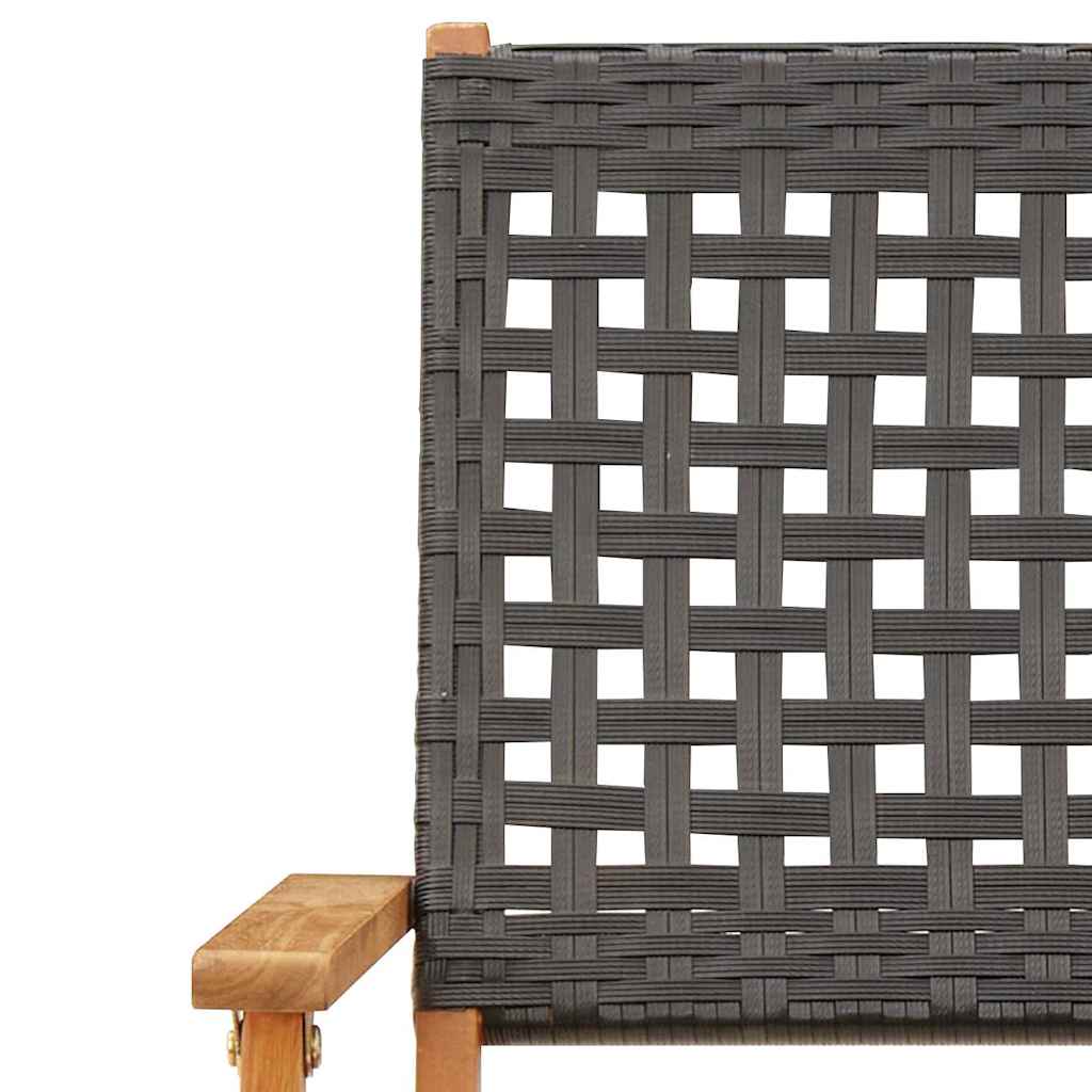 Sedie Giardino Pieghevoli 8 pz Nere Polyrattan e Legno Massello | homemem39