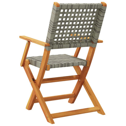Sedie Giardino Pieghevoli 4pz Grigie Polyrattan Legno Massello - homemem39