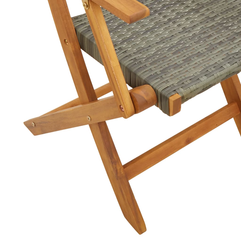 Sedie Giardino Pieghevoli 4pz Grigie Polyrattan Legno Massello - homemem39