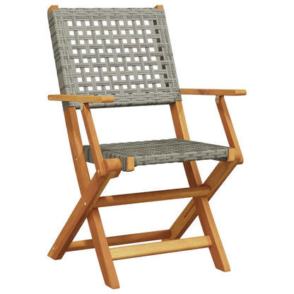 Sedie Giardino Pieghevoli 6pz Grigie Polyrattan Legno Massello - homemem39