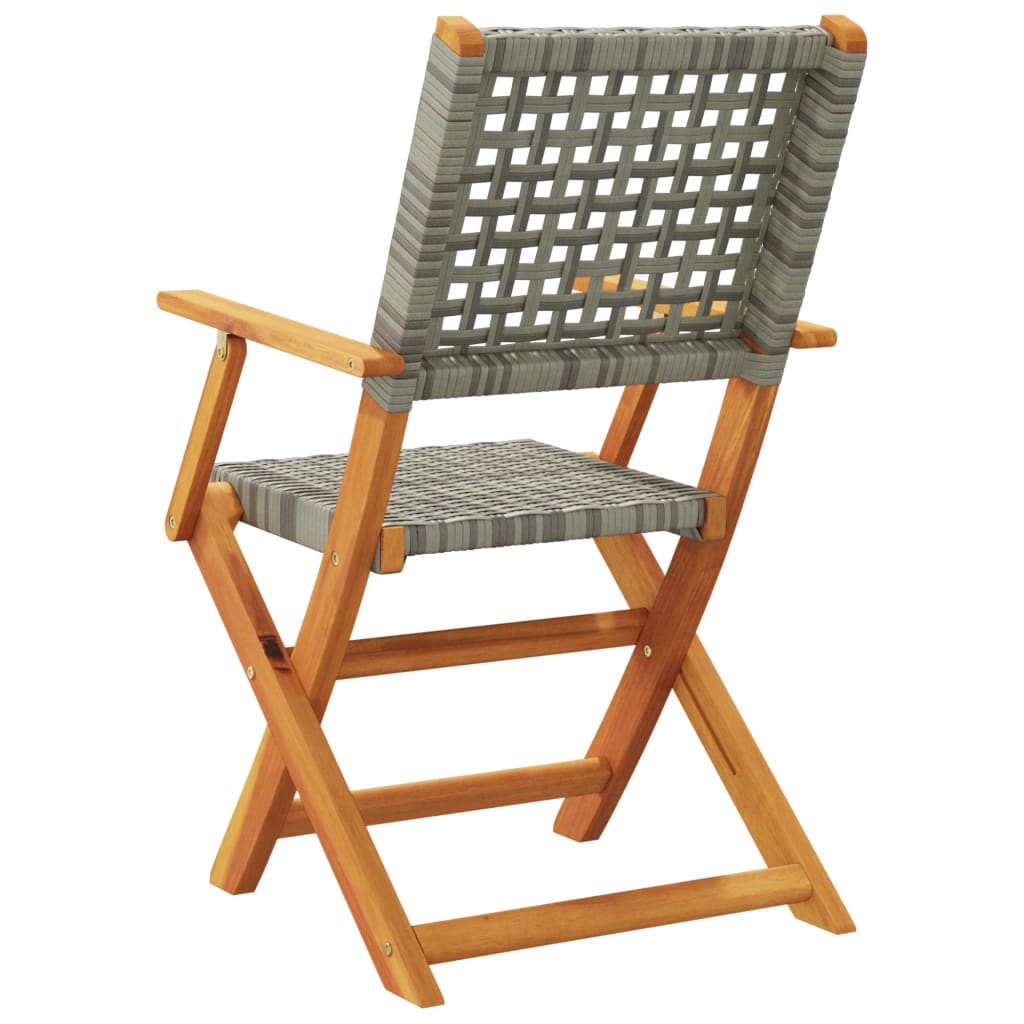 Sedie Giardino Pieghevoli 6pz Grigie Polyrattan Legno Massello - homemem39