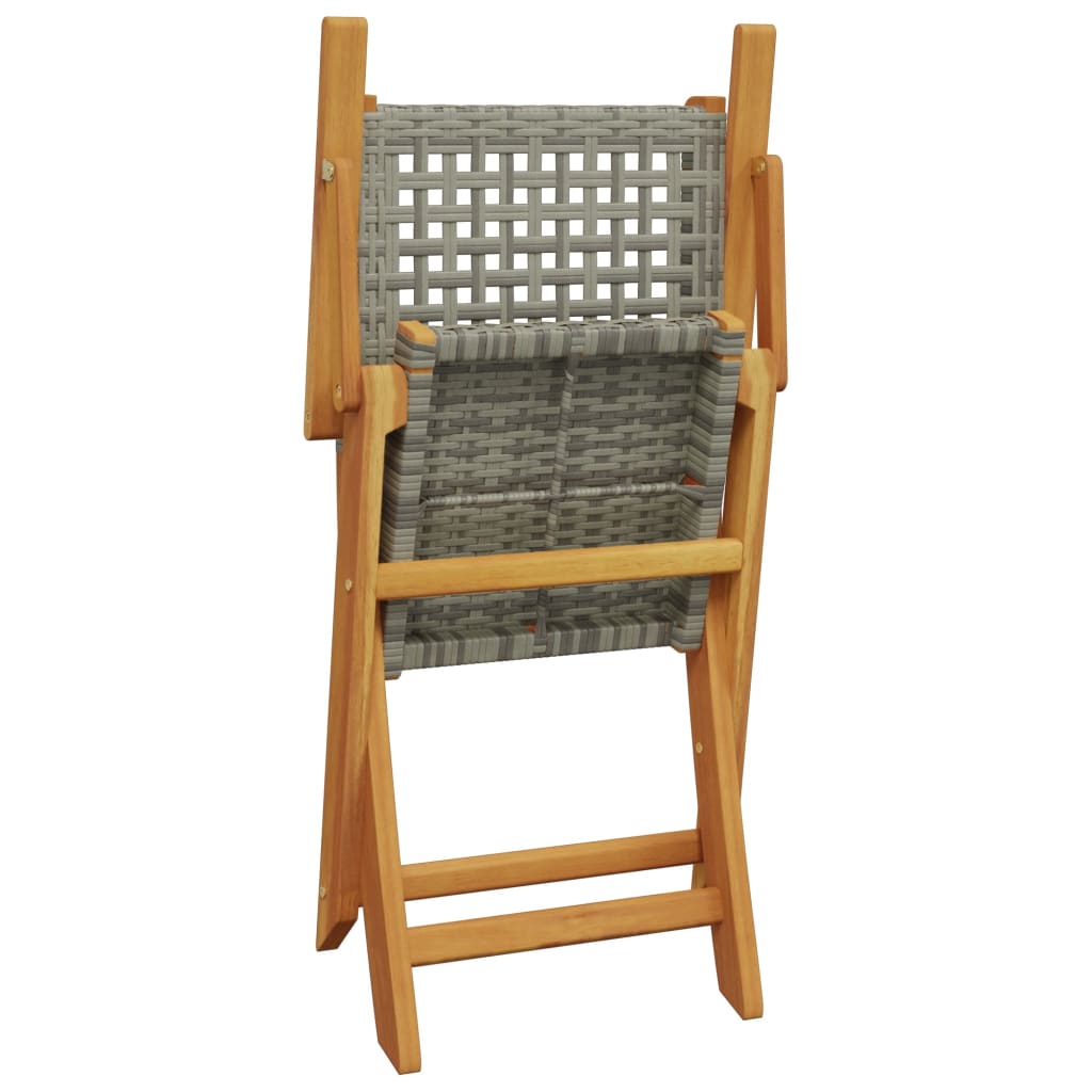 Sedie Giardino Pieghevoli 6pz Grigie Polyrattan Legno Massello - homemem39