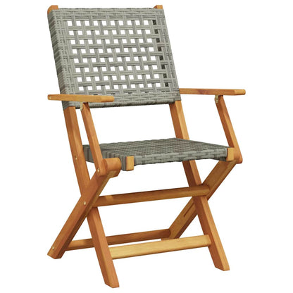 Sedie Giardino Pieghevoli 8pz Grigie Polyrattan Legno Massello - homemem39