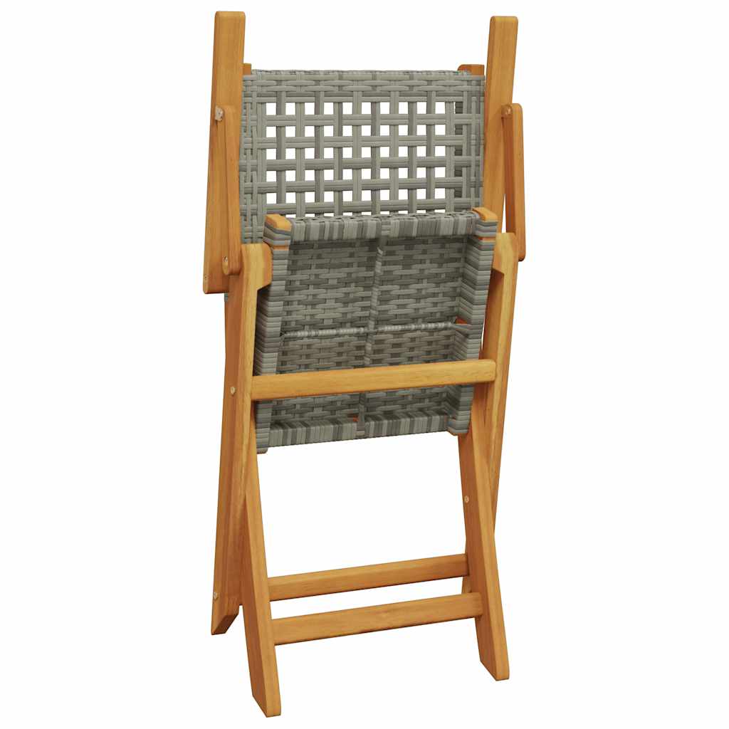 Sedie Giardino Pieghevoli 8pz Grigie Polyrattan Legno Massello - homemem39