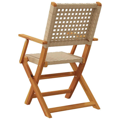 Sedie Giardino Pieghevoli 8pz Beige Polyrattan e Legno Massello - homemem39
