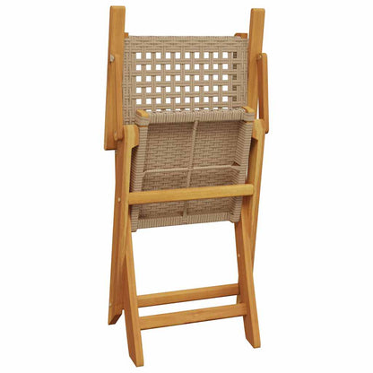 Sedie Giardino Pieghevoli 8pz Beige Polyrattan e Legno Massello - homemem39