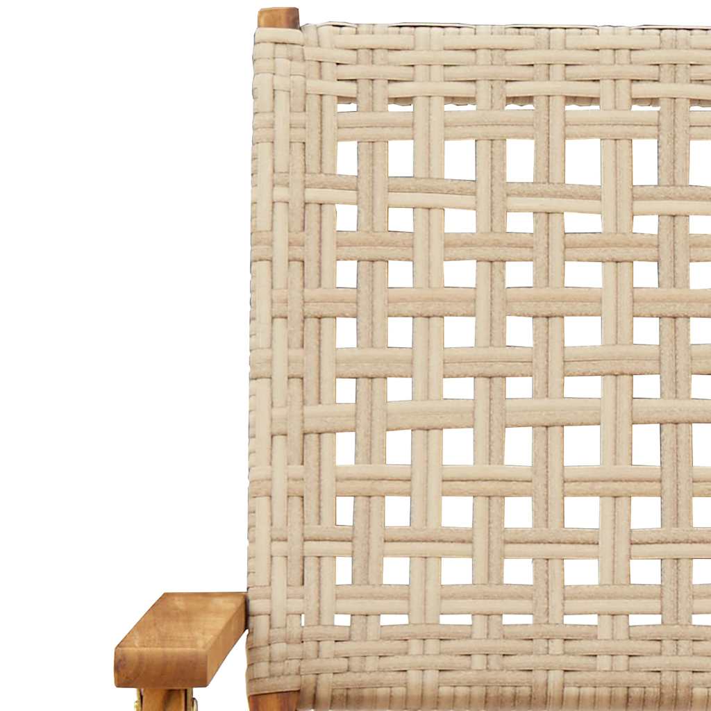 Sedie Giardino Pieghevoli 8pz Beige Polyrattan e Legno Massello - homemem39