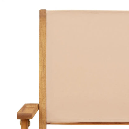 Sedie da Giardino Pieghevoli 4pz Beige Tessuto e Legno Massello - homemem39
