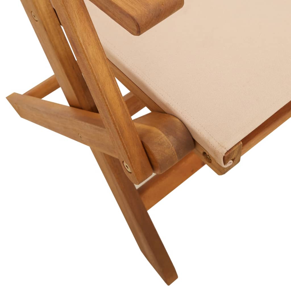 Sedie da Giardino Pieghevoli 6pz Beige Tessuto e Legno Massello - homemem39