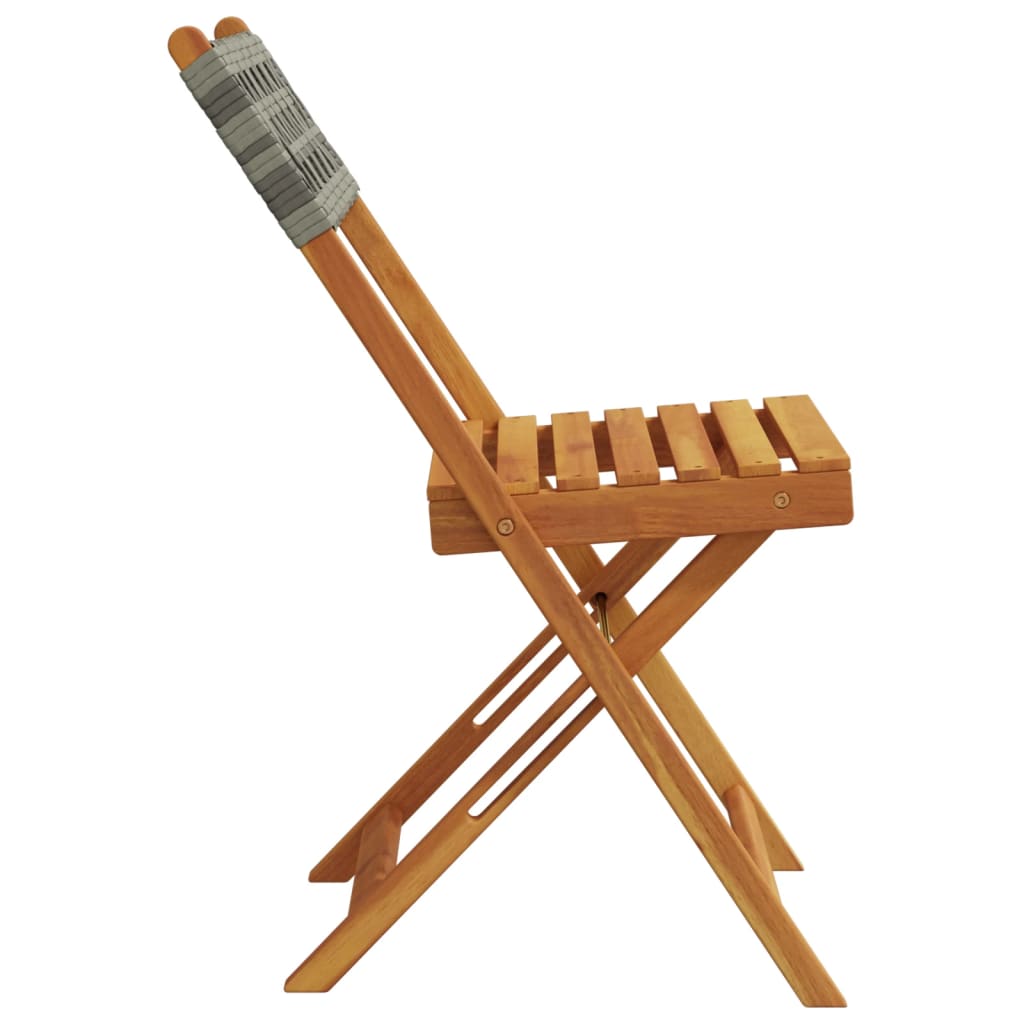 Sedie Giardino Pieghevoli 4pz Grigie Polyrattan Legno Massello - homemem39