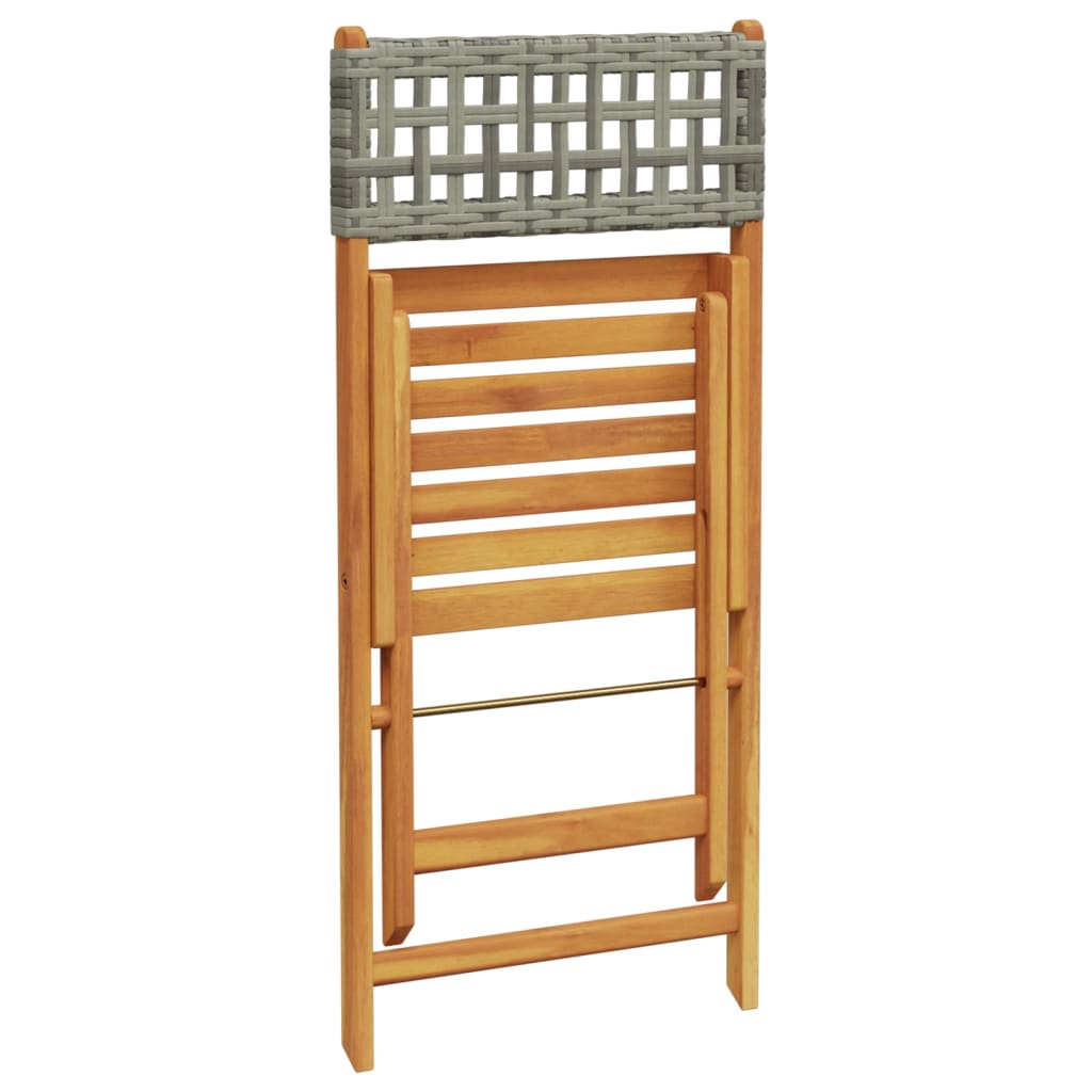 Sedie Giardino Pieghevoli 4pz Grigie Polyrattan Legno Massello - homemem39