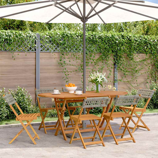 Sedie Pieghevoli 6pz Grigie Polyrattan Legno Massello | homemem39