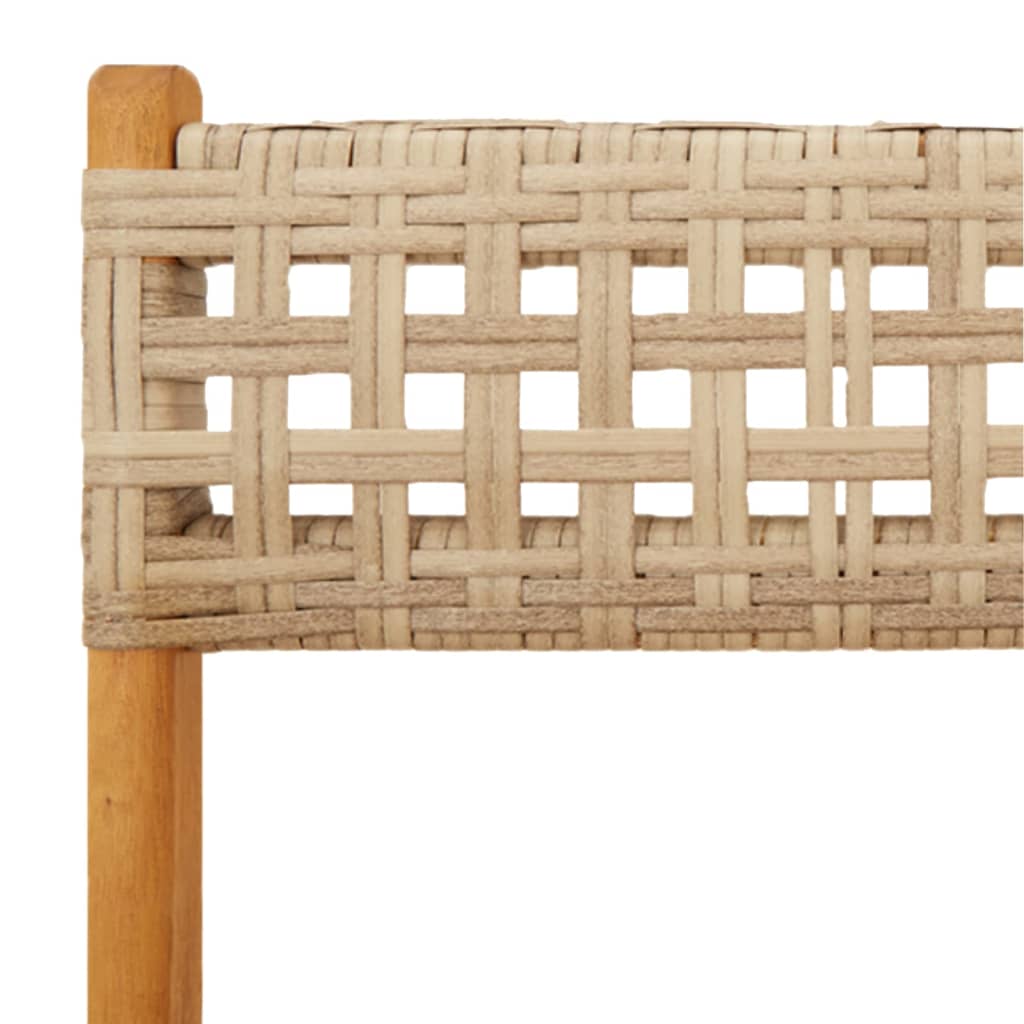 Sedie Giardino Pieghevoli 4pz Beige Polyrattan e Legno Massello - homemem39