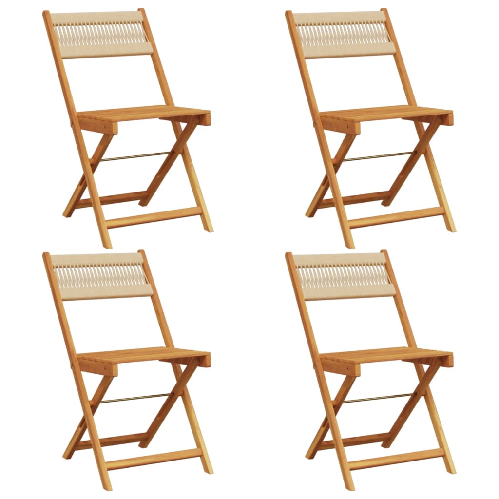 Sedie da Giardino Pieghevoli 4pz Beige Legno Massello di Acacia - homemem39
