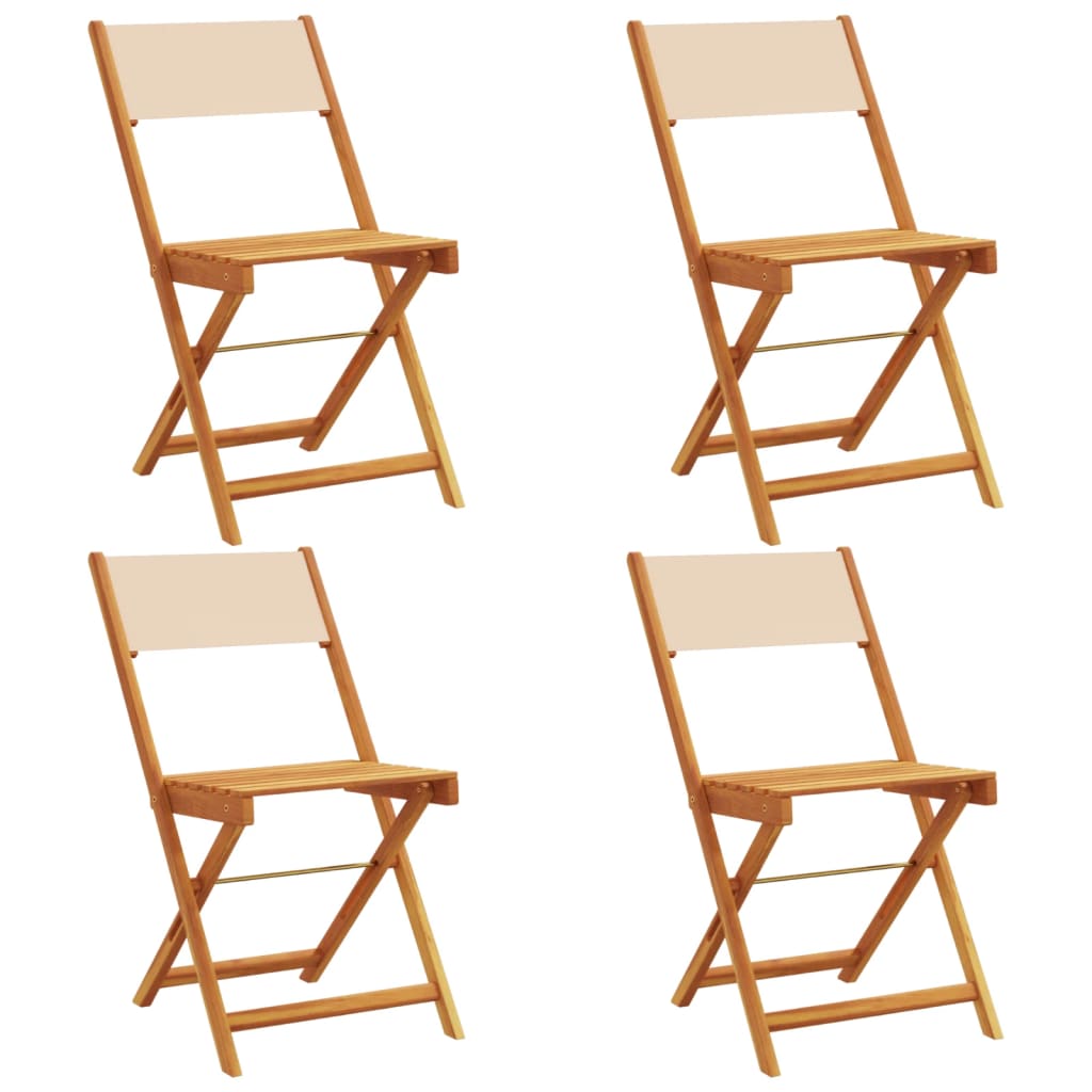 Sedie da Giardino Pieghevoli 4pz Beige Tessuto e Legno Massello - homemem39