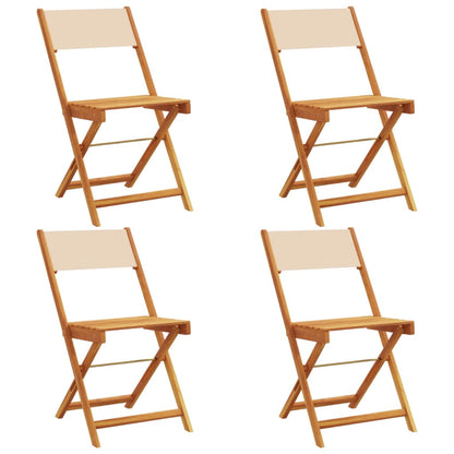 Sedie da Giardino Pieghevoli 4pz Beige Tessuto e Legno Massello - homemem39