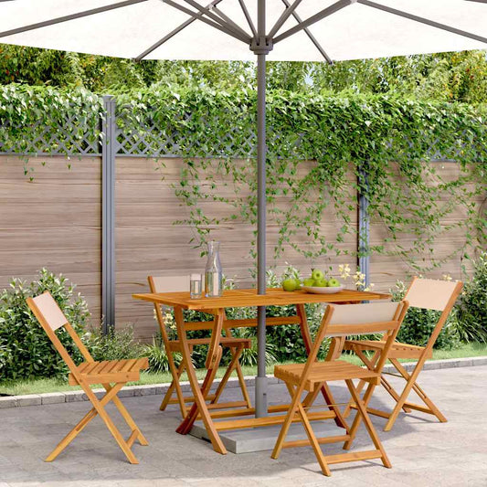 Sedie pieghevoli, 4 pezzi, in tessuto beige e legno massello | homemem39