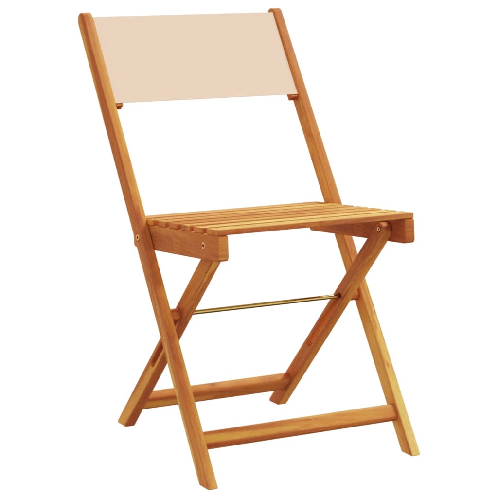 Sedie da Giardino Pieghevoli 6pz Beige Tessuto e Legno Massello - homemem39