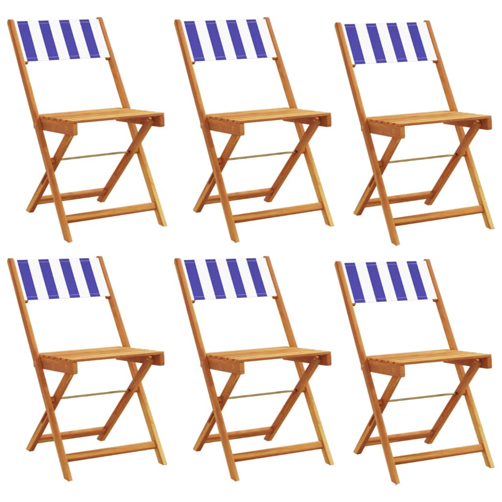 Sedie Pieghevoli 6pz Blu e Bianco Tessuto e Legno | homemem39