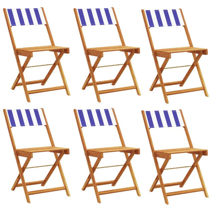 Sedie Pieghevoli 6pz Blu e Bianco Tessuto e Legno | homemem39