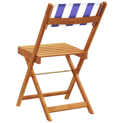 Sedie Pieghevoli 6pz Blu e Bianco Tessuto e Legno | homemem39