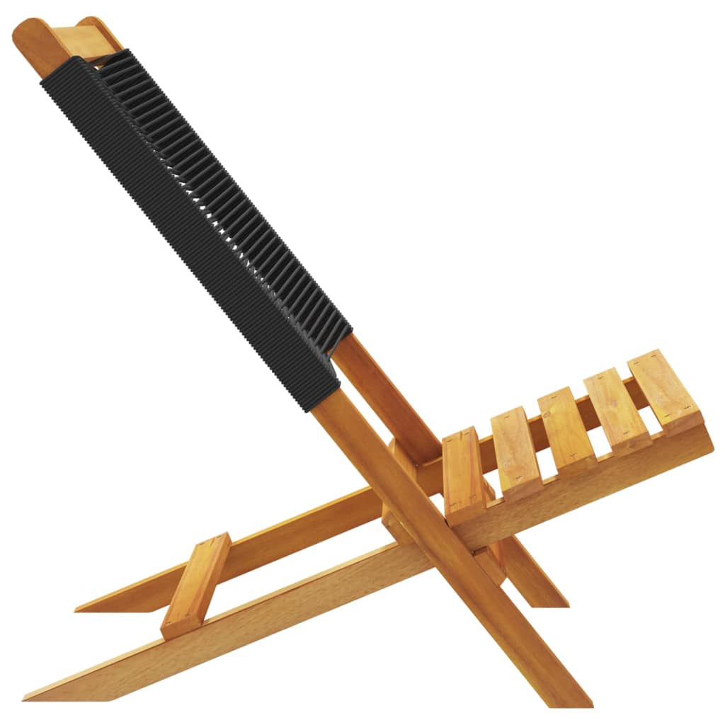 Sedie da Giardino Pieghevoli 8pz Nere Legno Massello di Acacia - homemem39