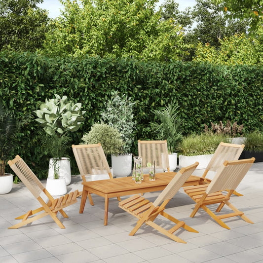 Sedie pieghevoli, 6 pezzi, beige, in legno massello di acacia | homemem39