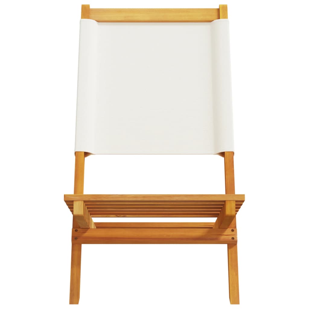 Sedie da Giardino Pieghevoli 4pz Bianco Crema Tessuto e Legno - homemem39