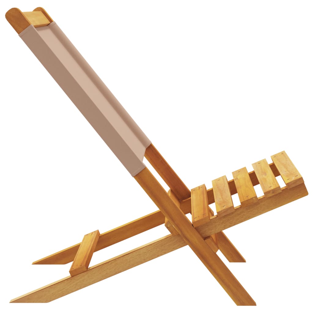 Sedie Giardino Pieghevoli 4pz Tortora Tessuto e Legno Massello - homemem39