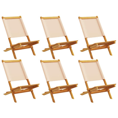 Sedie da Giardino Pieghevoli 6pz Beige Tessuto e Legno Massello - homemem39