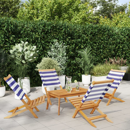 Sedie da Giardino Pieghevoli 4pz Blu e Bianco Tessuto e Legno - homemem39