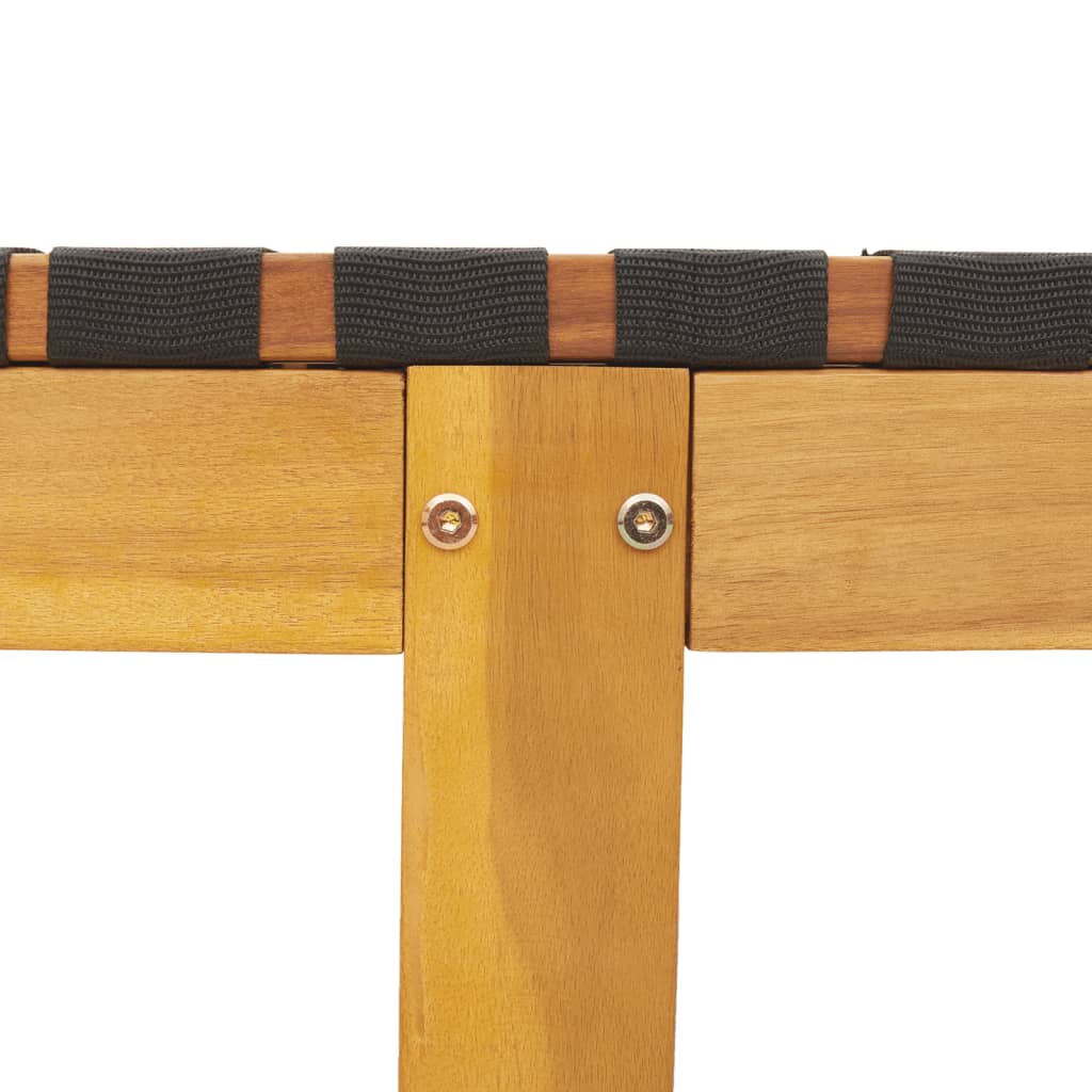 Lettino Prendisole Tavolino Nero Legno Massello Acacia Tessuto | homemem39