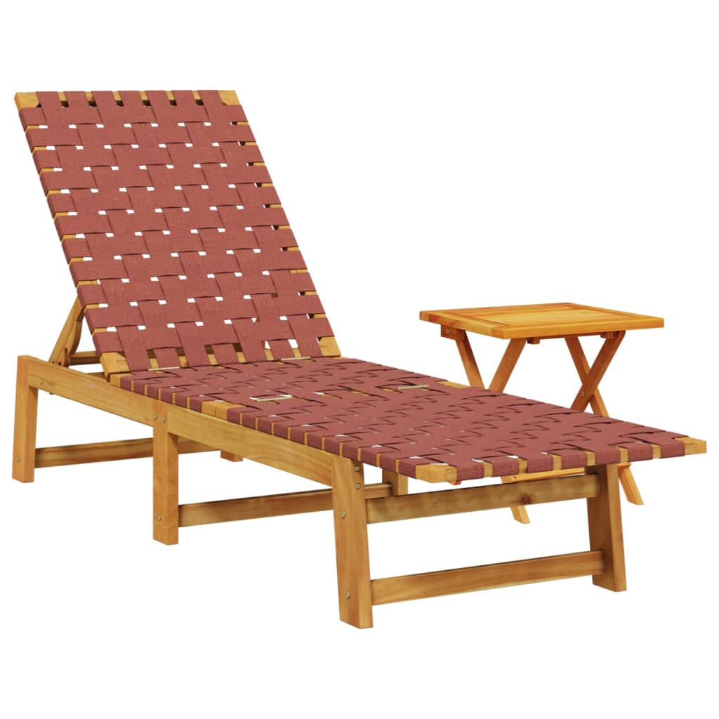 Lettino Prendisole Tavolino Rosso Legno Massello Acacia Tessuto | homemem39