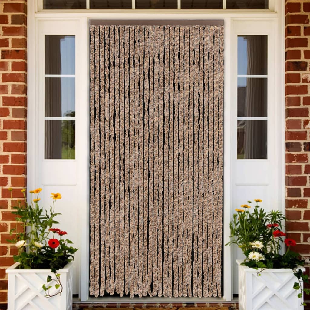 Tenda Antimosche Beige e Marrone Scuro 118x220 cm in Ciniglia | homemem39