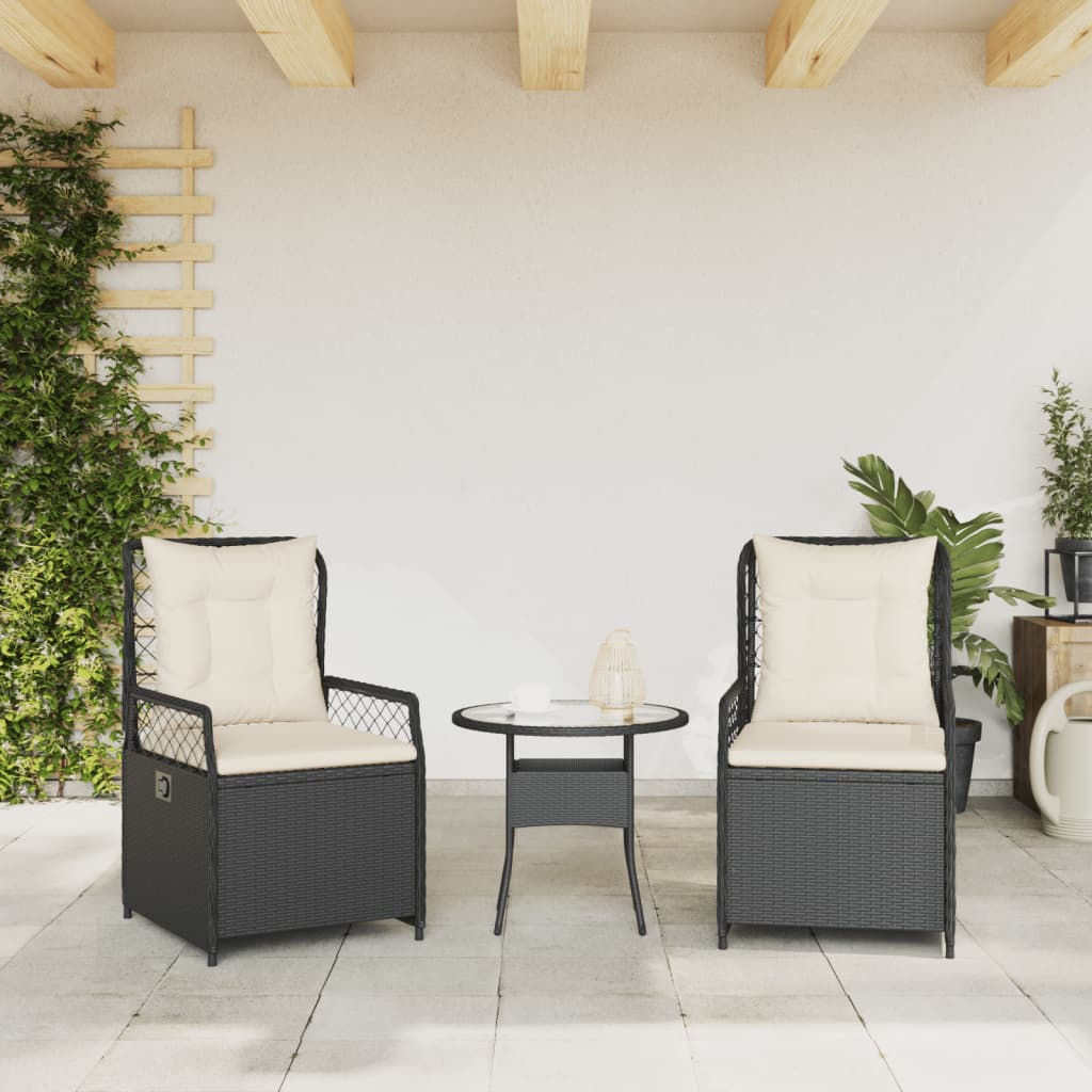 Sedie da Giardino Reclinabili 2 pz Nere in Polyrattan | homemem39