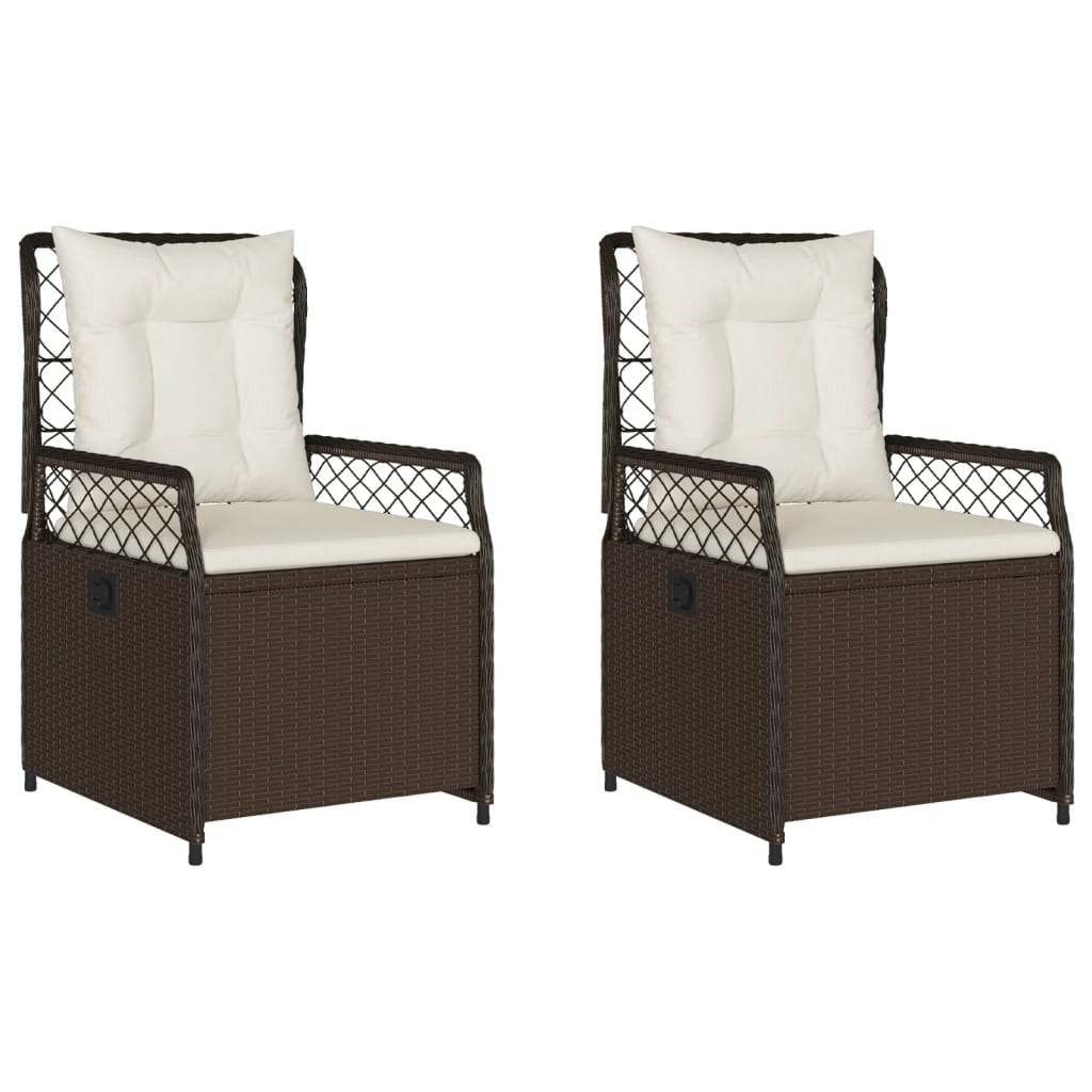 Sedie da Giardino Reclinabili 2 pz Marrone in Polyrattan | homemem39