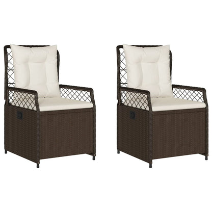 Sedie da Giardino Reclinabili 2 pz Marrone in Polyrattan | homemem39