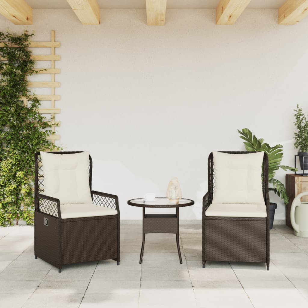 Sedie da Giardino Reclinabili 2 pz Marrone in Polyrattan | homemem39
