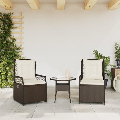 Sedie da Giardino Reclinabili 2 pz Marrone in Polyrattan | homemem39